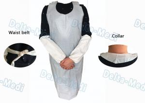 China Operating Rooms White Disposable Aprons , Dust Proof Plastic Throw Away Aprons on sale