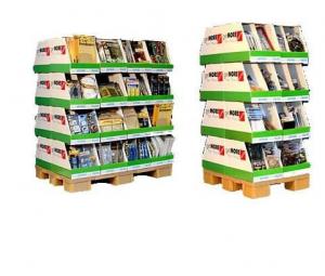 Quality Creative design Cosmetic floor Cardboard Pallet Display for supermarket showcases for sale