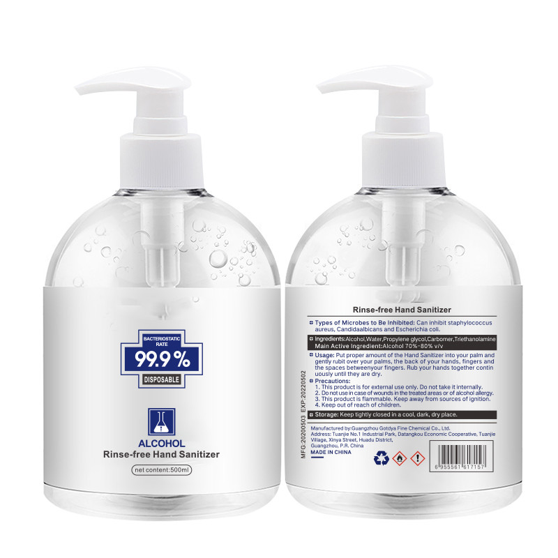 Quality Rinse Free 300ml 500ml Liquid Hand Sanitiser Gel Antibacterial for sale