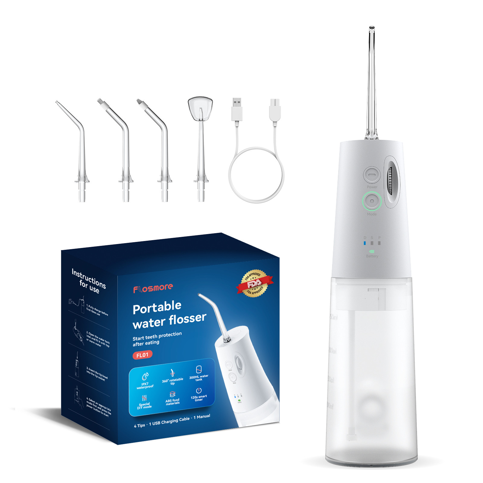 Quality Dental Cordless Water Flosser Professional 2000mAh Battery for sale