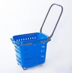 Quality PP Rolling Folding Cart With Wheels Collapsible Plastic Hand Baskets for sale