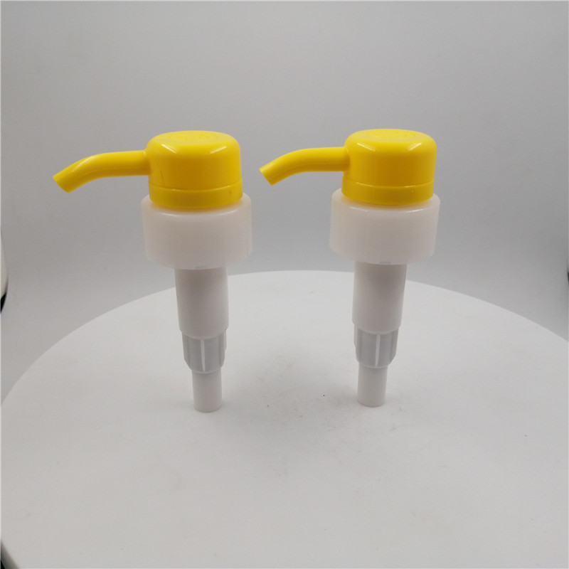 Quality Yellow Ribbed Closure 4cc/T Child Resistant Lotion Pump Durable 33mm for sale