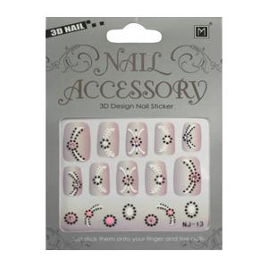 Quality Customized Black + White + Prink girls rhinestone nail stickers for