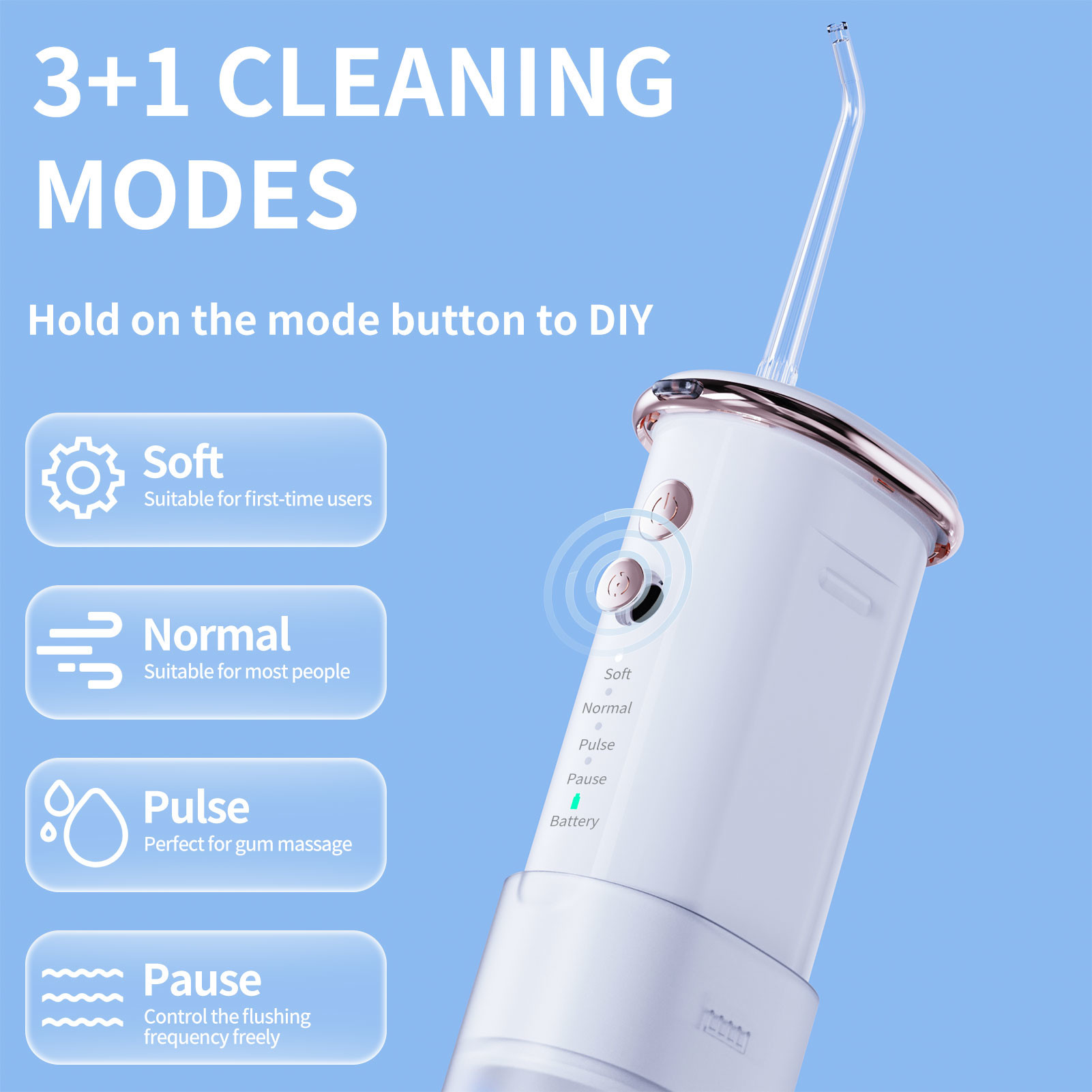 Quality 4 Mode Mini Water Flosser IPX7 Waterproof Oral Irrigator Manufacturer for sale