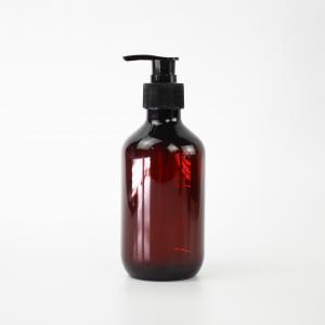 Quality Manufacturer Wholesale Brown Gray 300ml Transparent Empty PET Plastic Shampoo Bottle With Pump Cap for sale