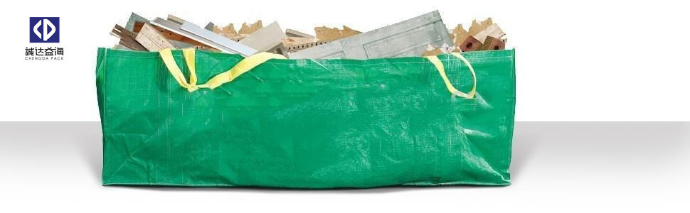 Quality Green FIBC Bulk Bags 1 Ton 1500KGS 1000KG Jumbo Skip Bags For Construction Waste for sale