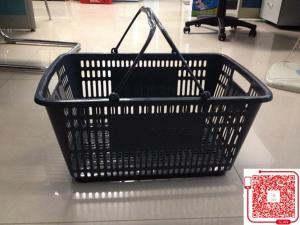 Quality Retail Store Plastic Shopping Basket With Handle Grip / Food Shopping Cart for sale