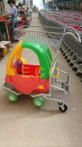 Quality Cartoon Kids Supermarket Shopping Trolley With Toy Car And Baby Seat for sale