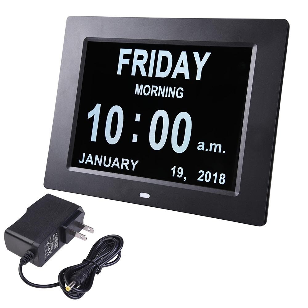 Quality 8" Digital Clock videoDisplay for Seniors,Dimmable Impaired Vision Digital Clock with USB Charger Port for sale