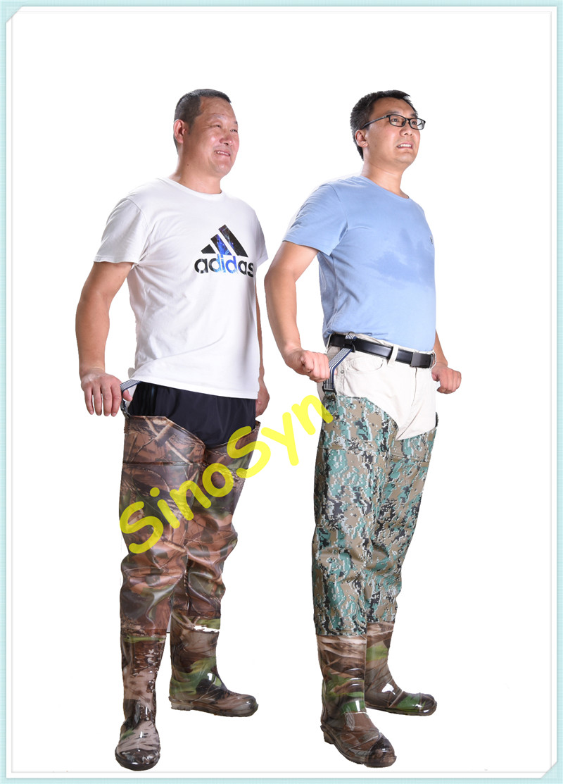 Quality FQT1903 Forest-Camouflage PVC Skidproof Underwater Outdoor Fishing Waders with Rain Boots for sale