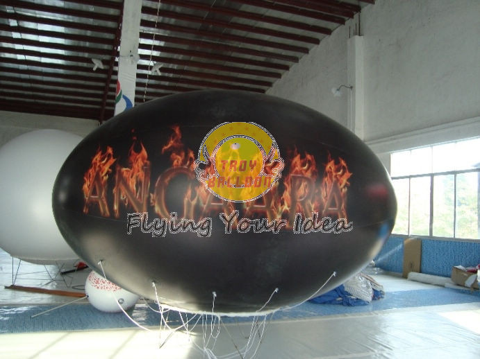 Quality Waterproof and Fireproof Black 0.18mm PVC Oval Balloon with Total Digital Printing for sale