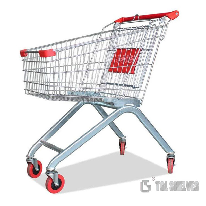 China European 80L Grocery Store Supermarket Shopping Cart Red Green Orange on sale