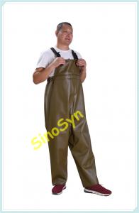 Quality FQY1909 Khaki PVC Safty Pinched Chest/ Waist Protective Working Fishery Men Pants for sale
