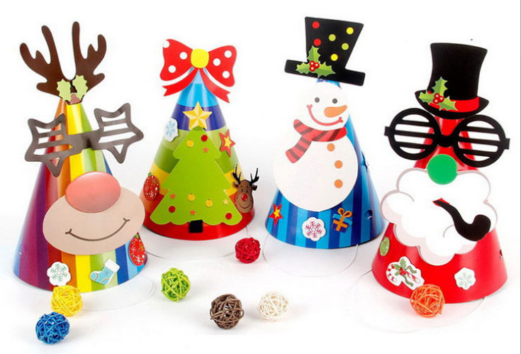 Buy Diy New paper Christmas hat party supplies children's kindergarten handmade paste DIY creative Christmas gift at wholesale prices