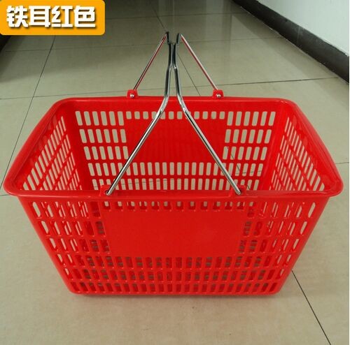 Quality Collapsible Plastic Shopping Baskets With 2 Metal Handle / Durable Storage Basket for sale