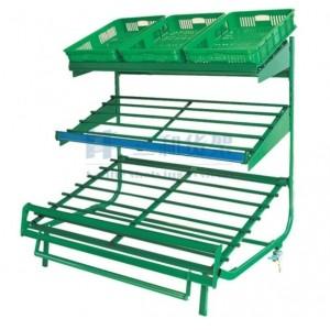 Quality 3 Layers Green Metallic Fruit Shelf And Vegetable Storage Rack with Perfect Service for sale