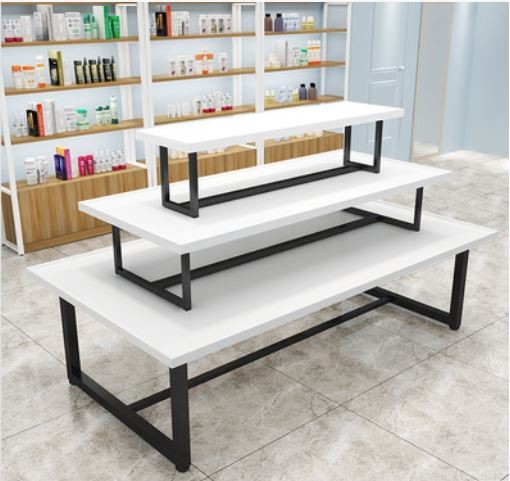 Buy Mdf And Metal 3 Layers Makeup Storage Stand , White Table Top Display Stand at wholesale prices