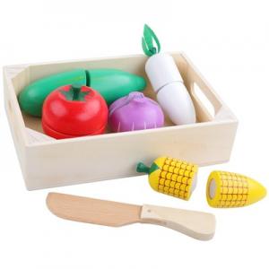 China 4.5cm Wooden Fruit Cutting Set Vegetables Kitchen Role Play Set on sale