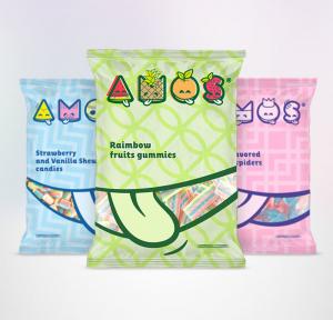 Quality Snack Food Plastic 3 Side Seal Bag With Tear Notch Full Color Printing OEM for sale