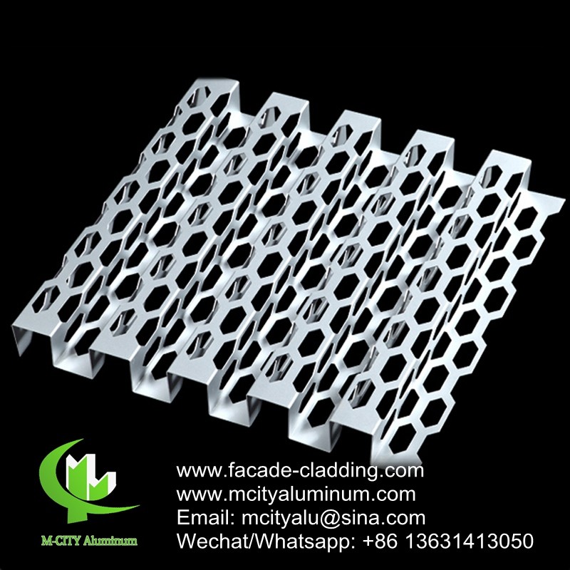 Quality AUDI facade panel with perforated pattern bending sheet aluminum 3mm sliver color for sale