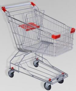 Quality 150L Large Elderly Supermarket Metallic Shopping Cart With Two Tier Wheels for sale