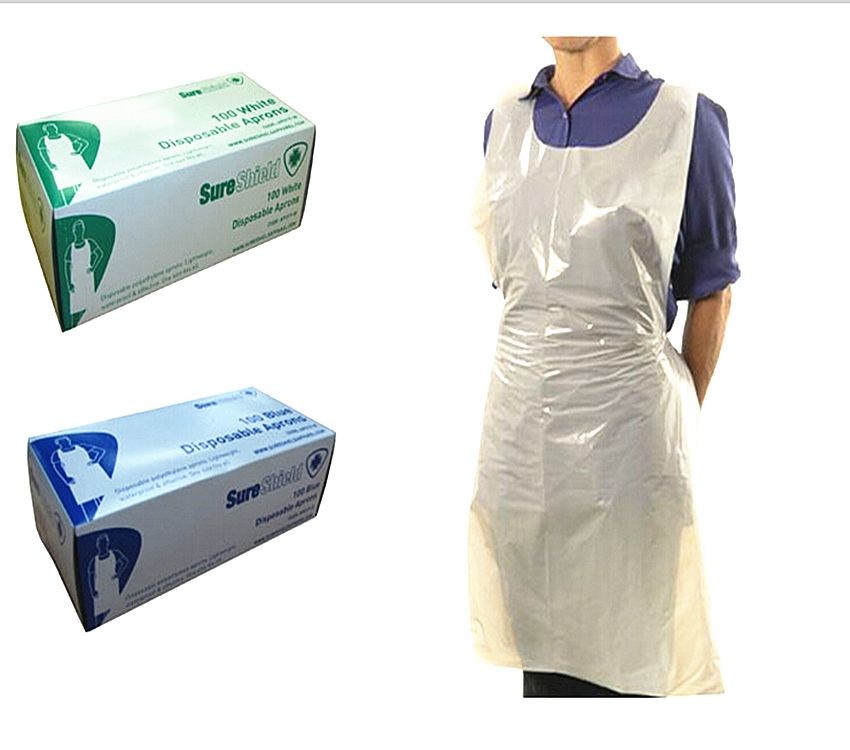China Cleaning Plastic Throw Away Aprons , Colored Plastic Disposable Paint Aprons HDPE / LDPE on sale