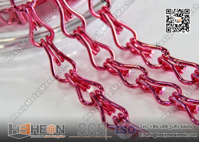 Quality Pink Color Aluminum Mesh Chain Fly Screen for Architectural Decorative Curtain for sale
