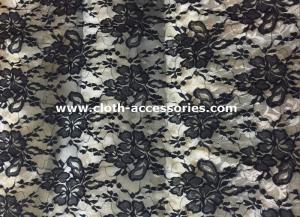 China 50 Decorative Extra Wide Nylon Lace Fabric Black For Wedding Dresses on sale