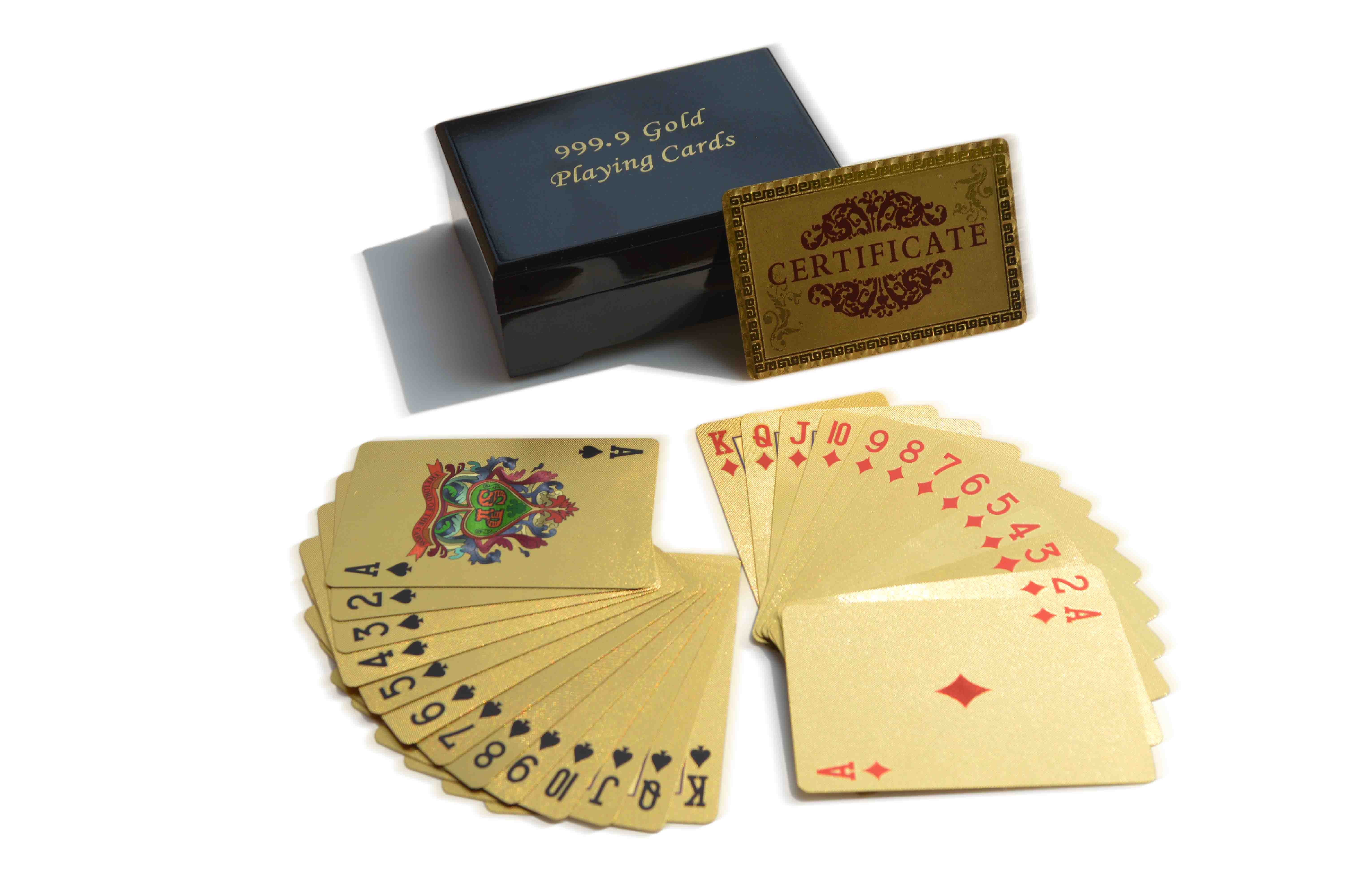 PLASTIC Gold Playing Cards , 24k gold foil playing cards for home