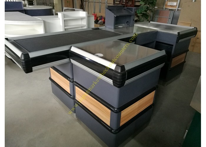 Quality Automatic Cashier Checkout Counter With Conveyor Belt / Walmart Cash Counter for sale