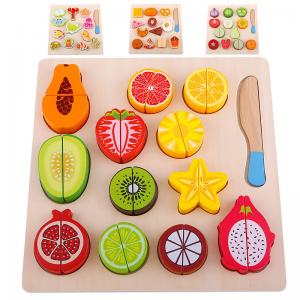 China Education 9.25in Wooden Fruit And Veg Toys Magnetic Fruit Cutting on sale