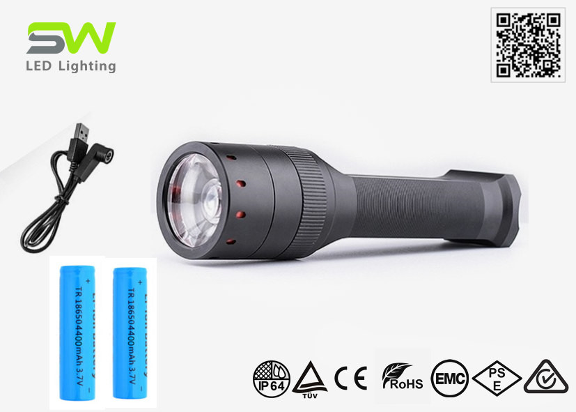 Quality High 800 Lumen LED Inspection Flashlight Rechargeable By USB Magnetic Cable for sale