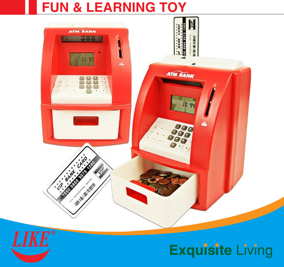 Buy cheap ATM piggy bank electronic toy for kid toy Blue/White Color USD currency from wholesalers