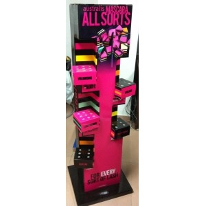 Quality 4C offset printing Corrugated Cosmetic Display Stands for Advertising in supermarket for sale