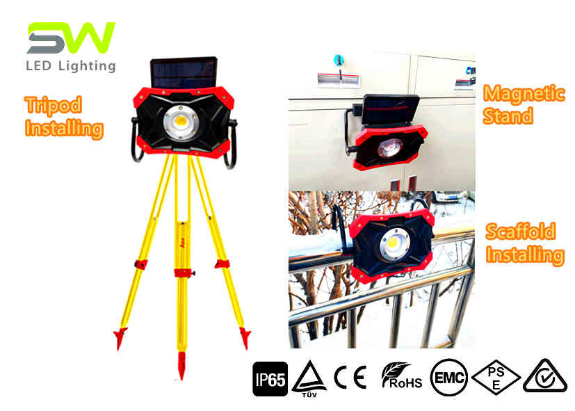 Quality 1000 Lumen Tripod Work Light , Solar Powered Work Light With Magnetic Base for sale