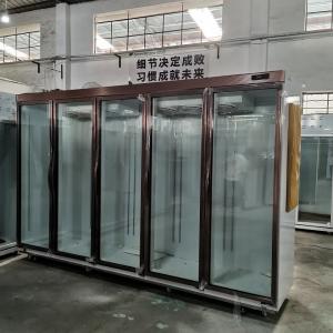 China 5 Glass Door Frozen Foods R404a Commercial Reach In Standing Freezer on sale