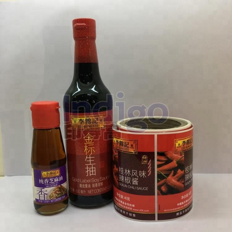 Quality Customized durable waterproof stick food Labels for Soy sauce, label for food bottle packaging for sale