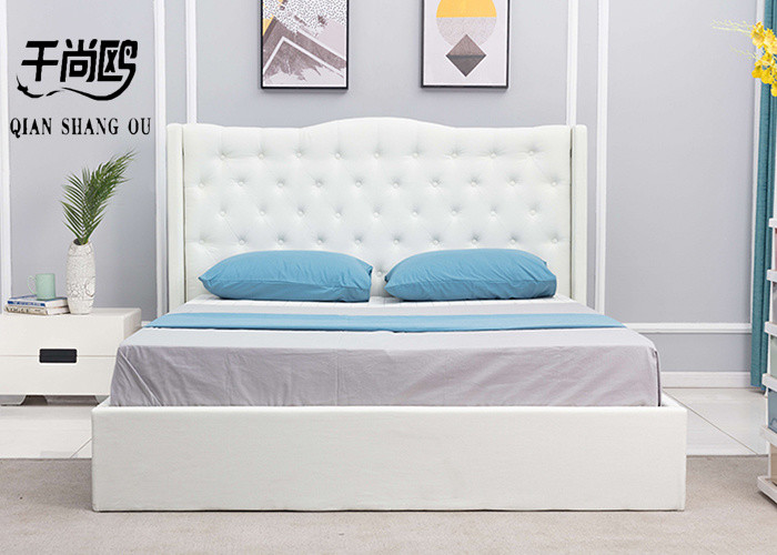 Single Upholstered Storage Platform Bed 137*203cm With Mosquito Net Grid