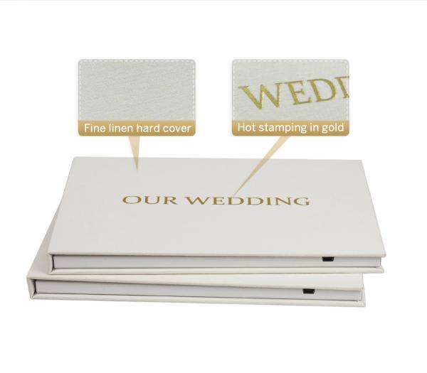 customized 7 inch/10 inch HD LCD wedding video book motion books with linen cover and FOIL print