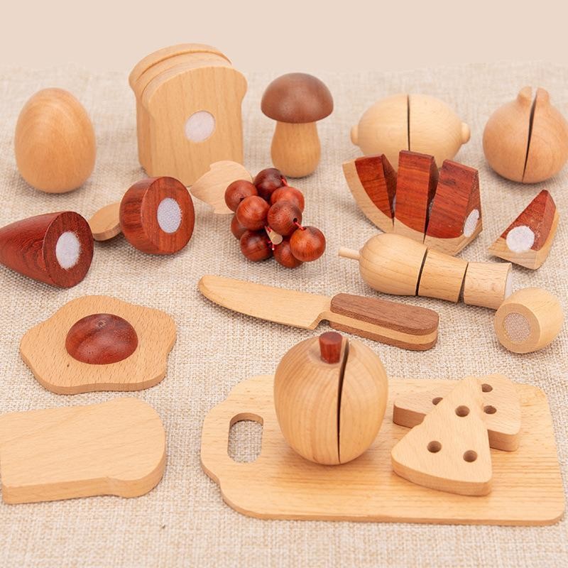 Buy Natural 5.5cm Wooden Fruits And Vegetables Role Play Food Set at wholesale prices