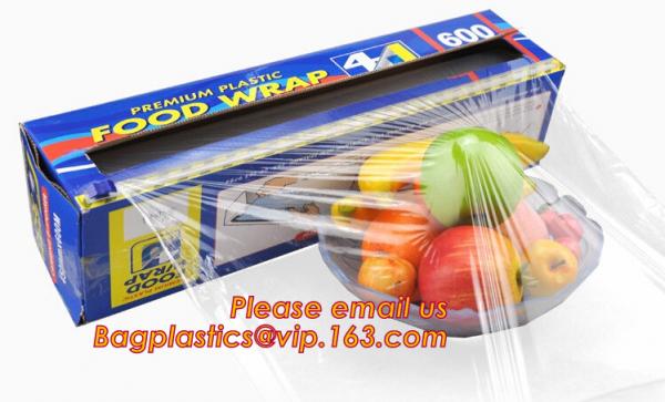Buy Extended plastic cling wrap pe pvc food film with customized logo, wholesale clear PE food grade kitchen at wholesale prices