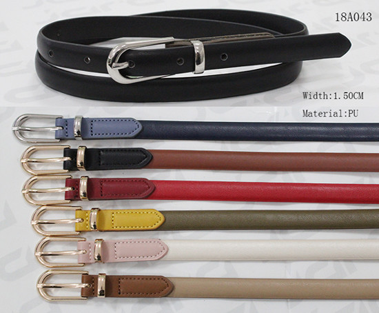 Quality Feather Edge Skinny PU Womens Fashion Belts Metal Loop / Pointed Belt Tip for sale