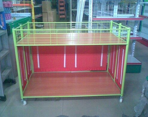 Quality Steel Supermarket Clothes Promotion Cart / Hand Push Exihibition Display Table for sale