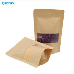 Quality Coffee Packing Standing Pouch Foil Kraft Paper Bags with Clear Window for Food for sale