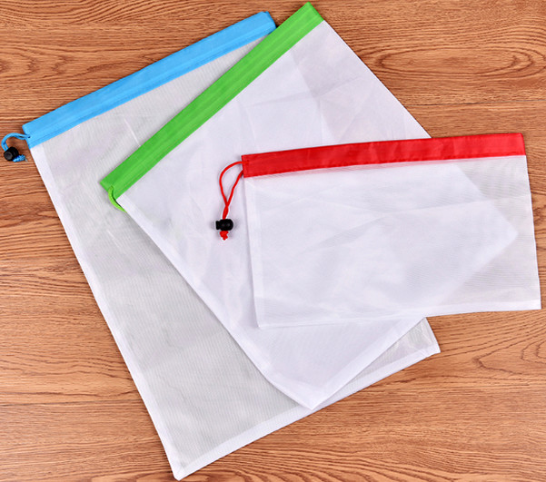 China Heavy Duty Reusable RPET Mesh Produce Bags For Fruit And Vegetable Storage on sale