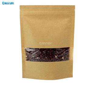 Quality Coffee Packing Standing Pouch Foil Kraft Paper Bags with Clear Window for Food for sale
