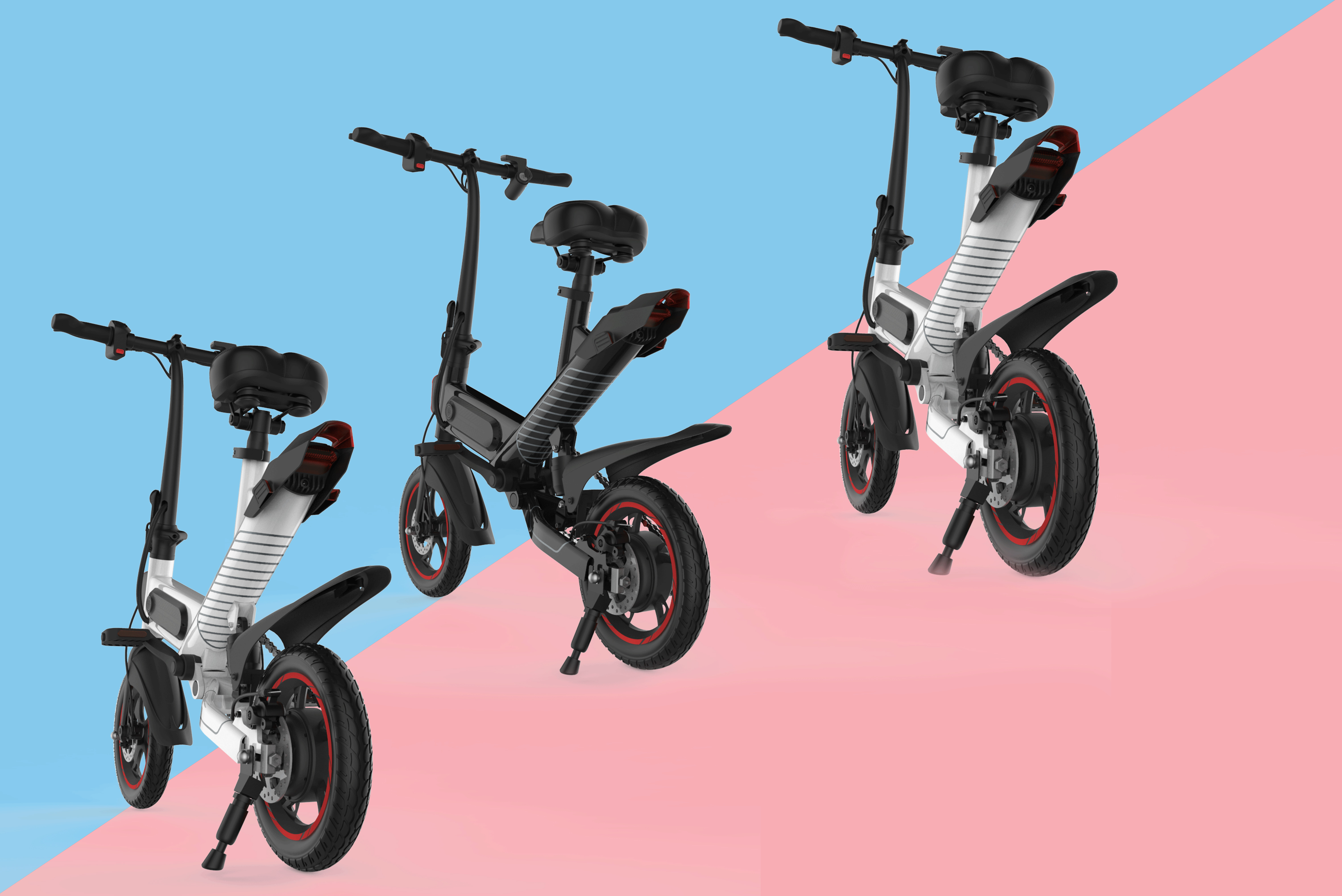 Front & Rear 12 Inch Folding Travel Bike , Smart Lightweight Fold Up Bike