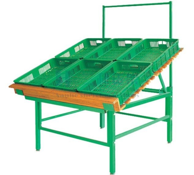 Quality Custom Green Heavy Duty Supermarket Fruit and Vegetable Display Stands for sale
