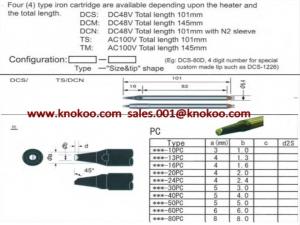 China Apollo Seiko Robotic Soldering iron tips DCN-10PC, DC48V,101mm Length, Black Chromium on sale