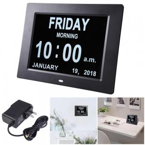 Quality 8 inch LED digital day clock for elderly,digital photo frame alarm for sale